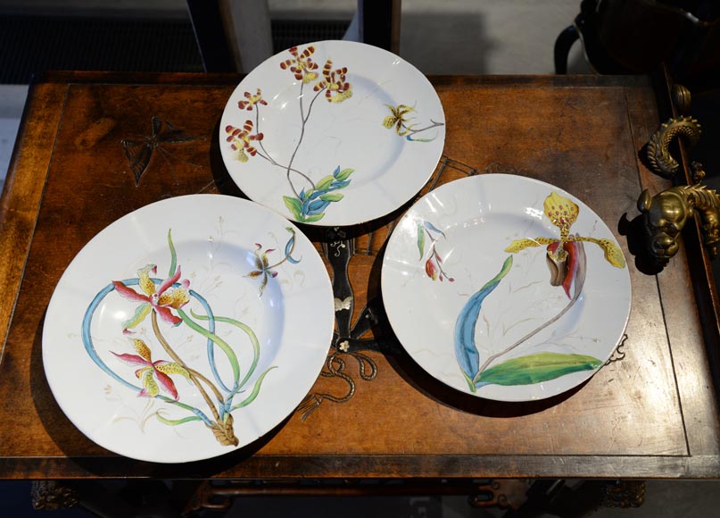 SAINT-CLEMENT manufactory - Plate set with orchids-1