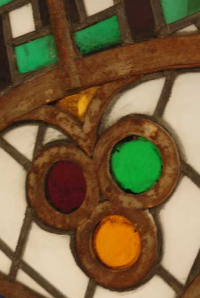Stained glass rose window with star-2