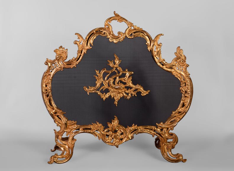 Fireplace Accessories Fire Screen Beautiful Antique Louis Xv Style Firescreen In Gilt Bronze With Dolphin