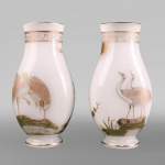 Baccarat, Pair of vases with wading birds, circa 1880