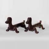 Antique pair of cast iron andirons in the shape of Bassets, 1930's