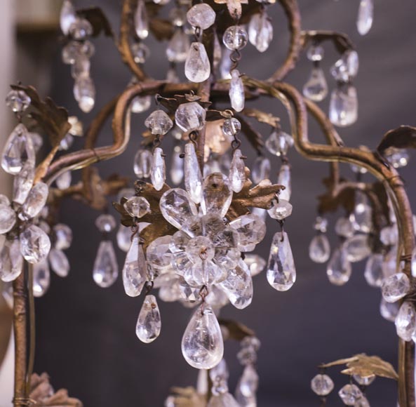 Louis XV style cage chandelier in rock crystal and gilded metal-2