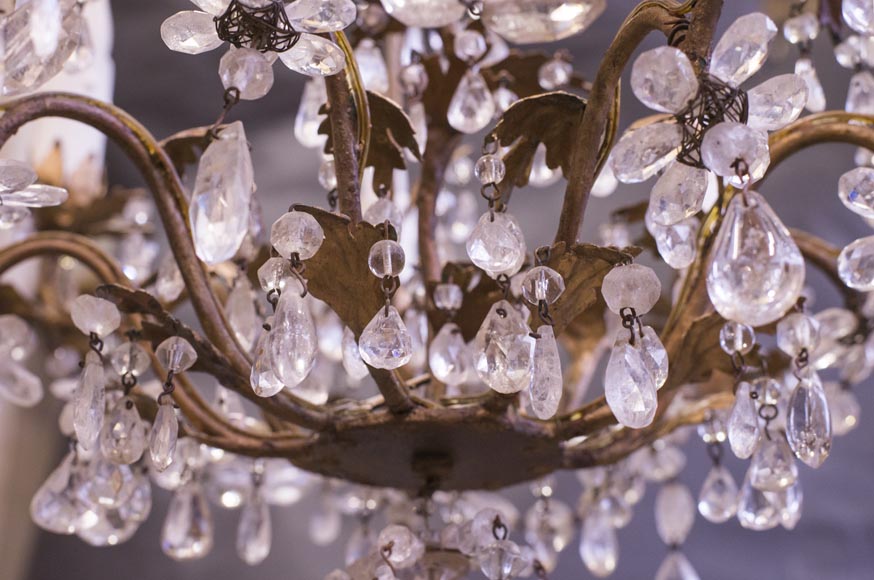 Louis XV style cage chandelier in rock crystal and gilded metal-4