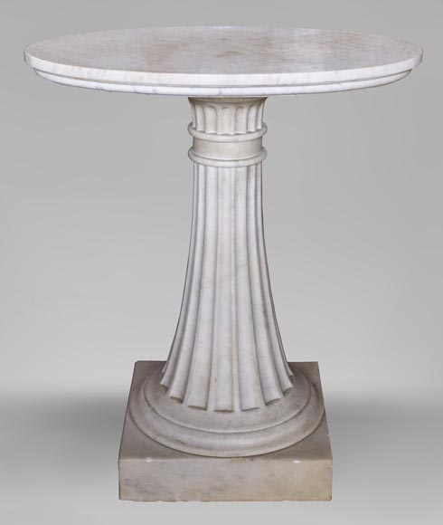 Neoclassical style pedestal table made out of Carrara marble-0