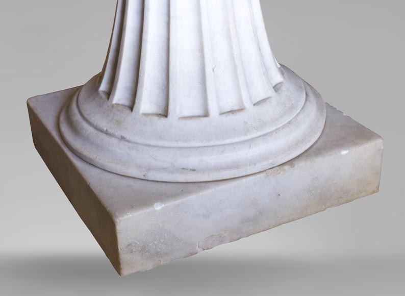 Neoclassical style pedestal table made out of Carrara marble-2