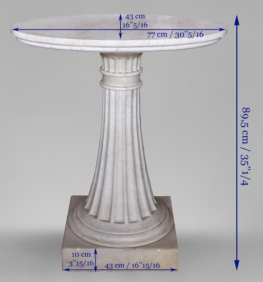 Neoclassical style pedestal table made out of Carrara marble-4
