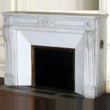White marble fireplace mantel in Louis XVI style, 19th century - Reference 1110 Width 5' 1'' ⅜ 156cm Height 3' 7'' ¾ 111cm White marble fireplace mantel in Louis XVI style, 19th century - Reference 1110 Width 5' 1'' ⅜ 156cm Height 3' 7'' ¾ 111cm