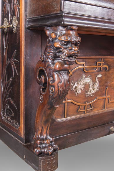 Perret et Vibert (attr. to) - Japanese style piano with an Oriental dragon-4