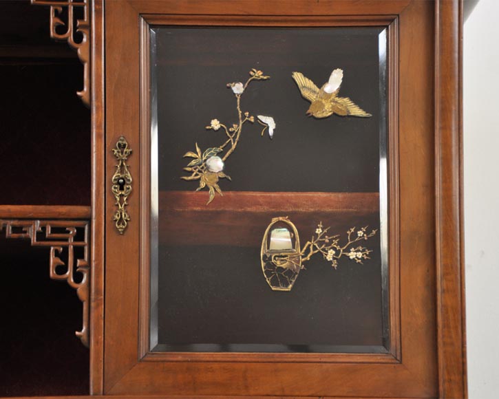 Japanese style display cabinet with birds-2