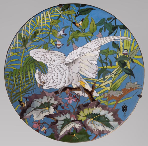 André-Fernand THESMAR (1843-1912) and Ferdinand BARBEDIENNE (1810-1892) - Ornamental japanese style plate-0