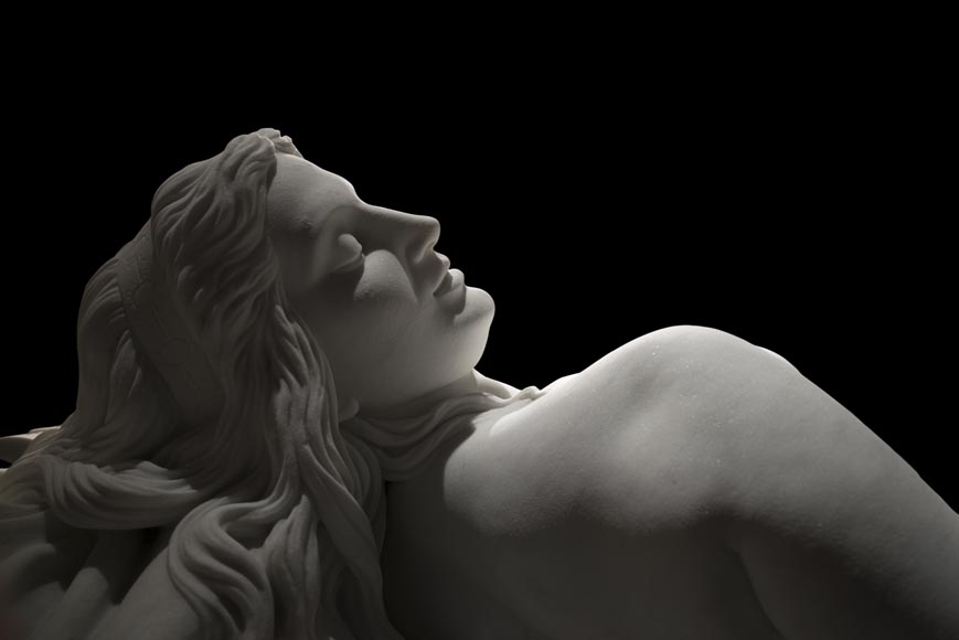 Splendid Statuary Carrara marble statue representing « Armida's dream » by Amand-Désiré-Honoré Barré, World's Fair of 1878-3