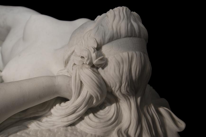 Splendid Statuary Carrara marble statue representing « Armida's dream » by Amand-Désiré-Honoré Barré, World's Fair of 1878-5