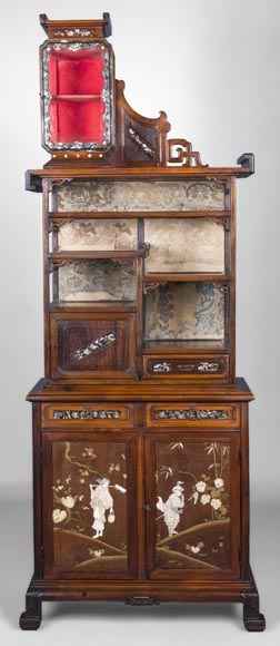 Maison des Bambous Alfred PERRET et Ernest VIBERT (attributed to) - Far Eastern inspired display cabinet-0