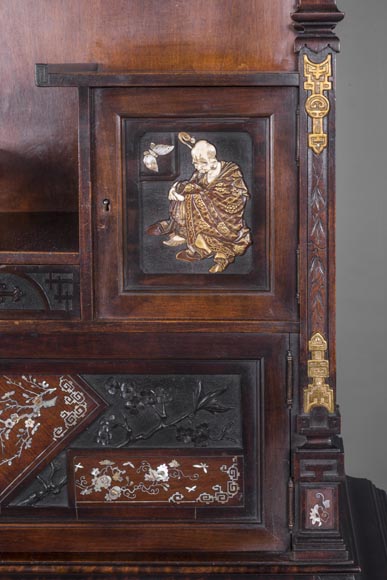 Gabriel VIARDOT, Desk with a Buddhist monk, signed and dated 1886-3
