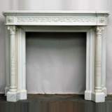 Louis XVI style statuary marble Carrara fireplace mantel with columns - Reference 1131 Width 4' 6'' ⅜ 138cm Height 3' 7'' ¼ 110cm Louis XVI style statuary marble Carrara fireplace mantel with columns - Reference 1131 Width 4' 6'' ⅜ 138cm Height 3' 7'' ¼ 110cm