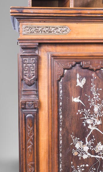 Japanese style cabinet bottom decorated with birds and mother-of-pearl butterflies-4