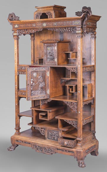 Cabinet with shelves inspired by the Far East-1