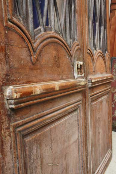 Wood door from the 18th century with 19th century iron openings-5