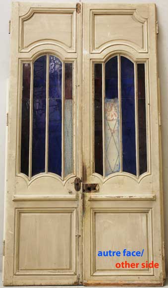 Wood door from the 18th century with 19th century iron openings-7
