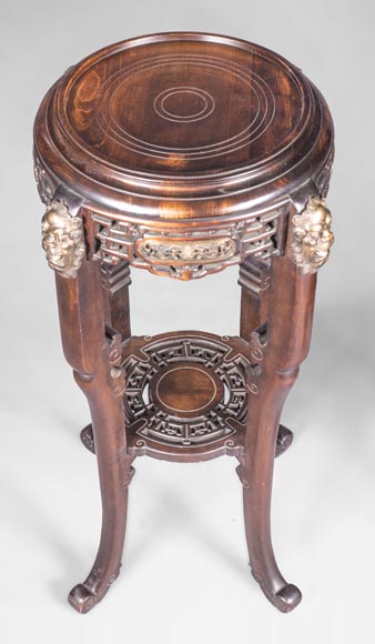 Gabriel VIARDOT (attributed to) - Pair of japanese style pedestals with lion's heads-5