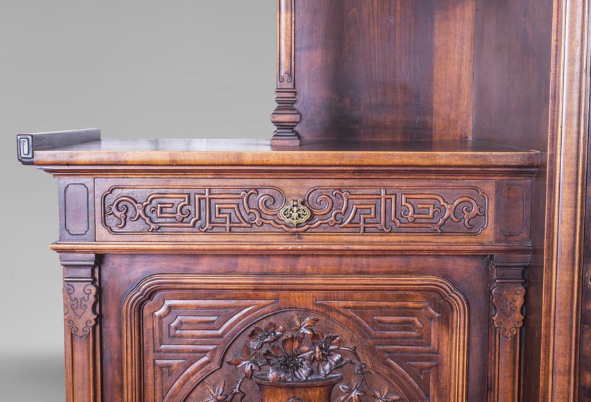 Gabriel VIARDOT (attributed to) - Asymmetrical cabinet with rich engraved and sculpted decoration of extreme oriental inspiration-5