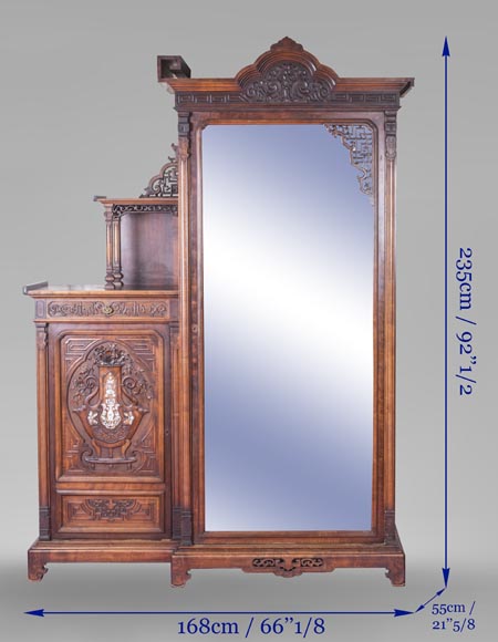 Gabriel VIARDOT (attributed to) - Asymmetrical cabinet with rich engraved and sculpted decoration of extreme oriental inspiration-12