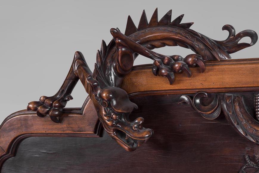Maison des Bambous Alfred PERRET et Ernest VIBERT (attributed to) - Japanese style bed with dragon-2
