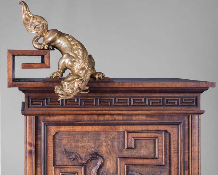 Gabriel VIARDOT (1830-1906) - Japanese style shelf unit with dragon and Foo dog-1