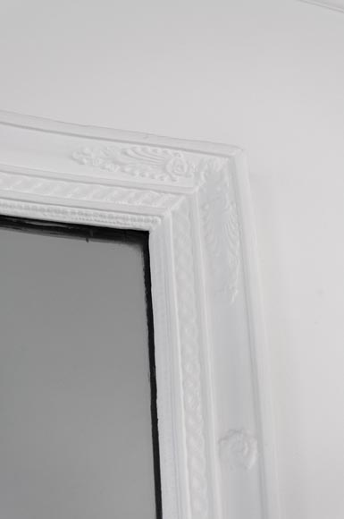 Restauration style overmantel mirror with palmettes, wood and painted stucco-2