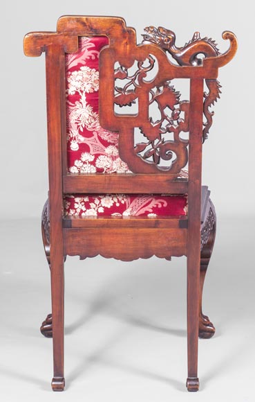 Cyrille RUFFIER DES AIMES (1844-1916) - Set of two chairs and an armchair inspired by the Far East-27