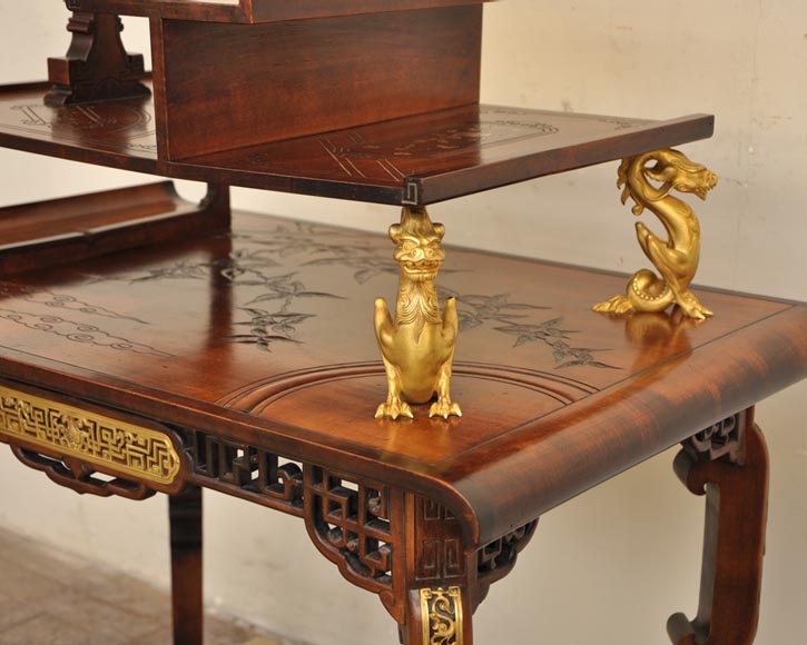Gabriel Viardot (attributed to) - Japanese style table with gilded bronze decorations-2