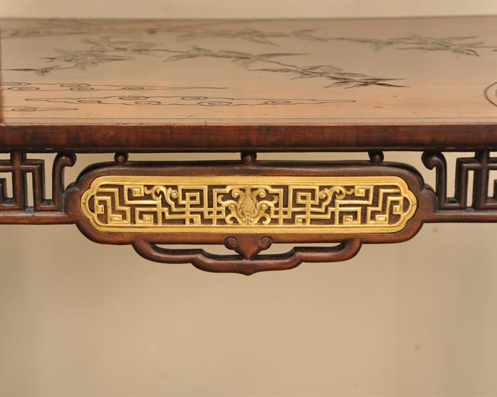 Gabriel Viardot (attributed to) - Japanese style table with gilded bronze decorations-5