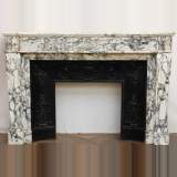White marble Louis XVI style fireplace mantel with violet veins - Reference 1143 Width 5' 5'' ⅜ 166cm Height 3' 8'' ½ 113cm White marble Louis XVI style fireplace mantel with violet veins - Reference 1143 Width 5' 5'' ⅜ 166cm Height 3' 8'' ½ 113cm