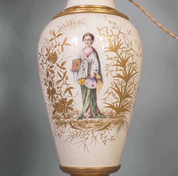 A pair of ceramic lamps with Japanese women decor-5
