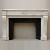 Louis XVI mantel in semi statuary white marble