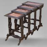 Japanese style nest of tables with metal marquetry decoration
