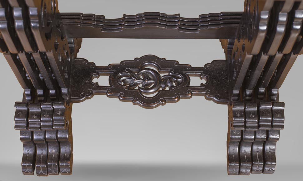 Japanese style nest of tables with metal marquetry decoration-2