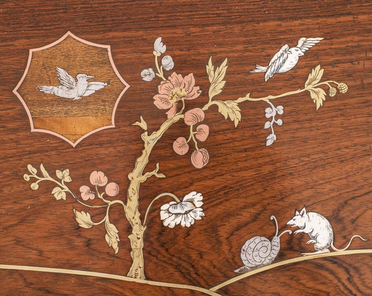 Japanese style nest of tables with metal marquetry decoration-7