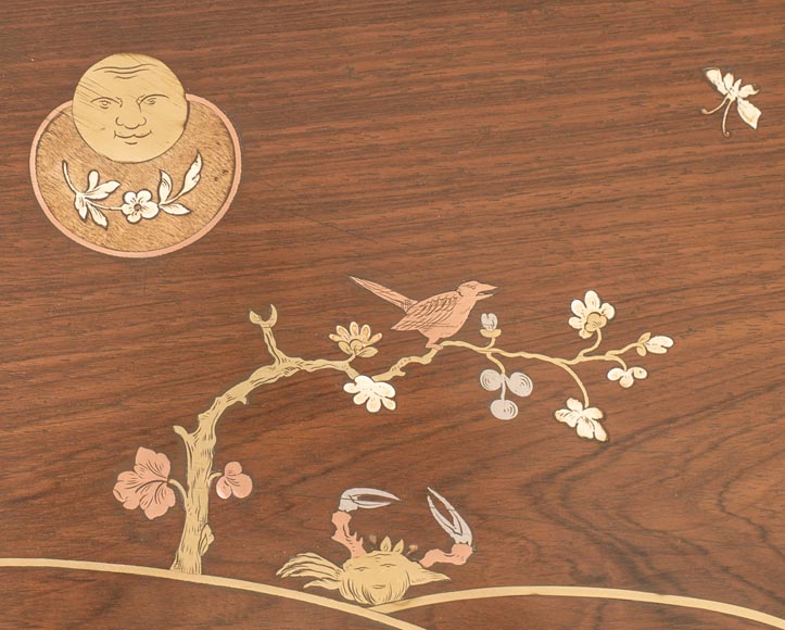 Japanese style nest of tables with metal marquetry decoration-9