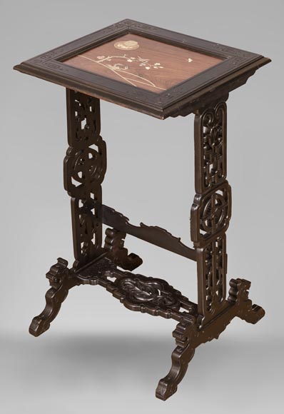 Japanese style nest of tables with metal marquetry decoration-11