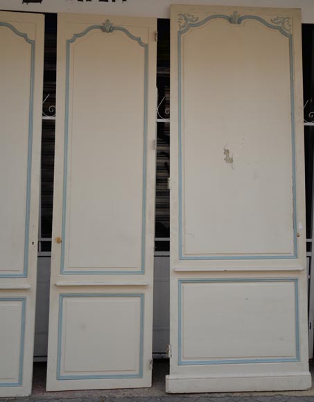 Element of a Louis XV style paneled room white and pale blue-2