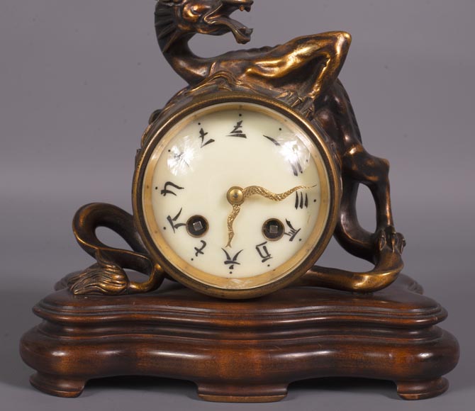 Japanese bronze dragon clock-3