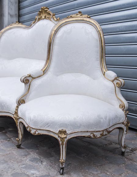 A large Louis XV style bench made out of gilded wood-5