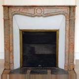 Pompadour style mantel in Duquesa Rosa marble. - Reference 1155&nbsp;Width&nbsp;3' 9'' ⅝&nbsp;Height&nbsp;3' 4'' ⅛