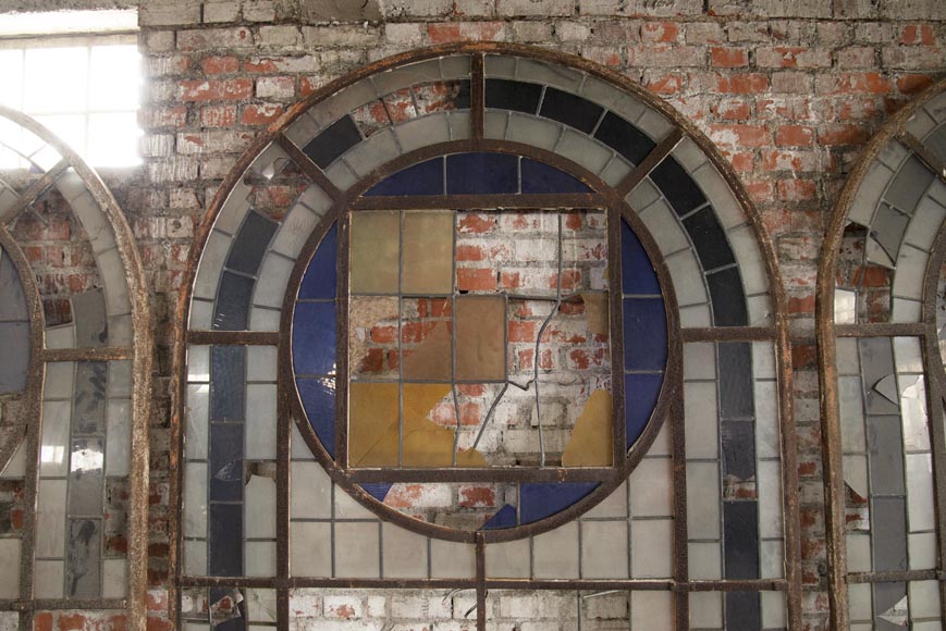 Important set of 20th century Art Deco style stained glass windows-4