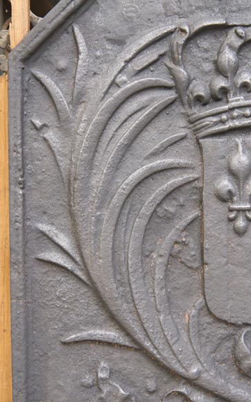 Cast iron fireback with the French coat of arms-3