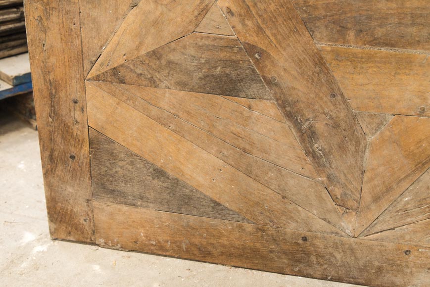 Lot of antique walnut parquet flooring, Star of David decor, 18th century-3