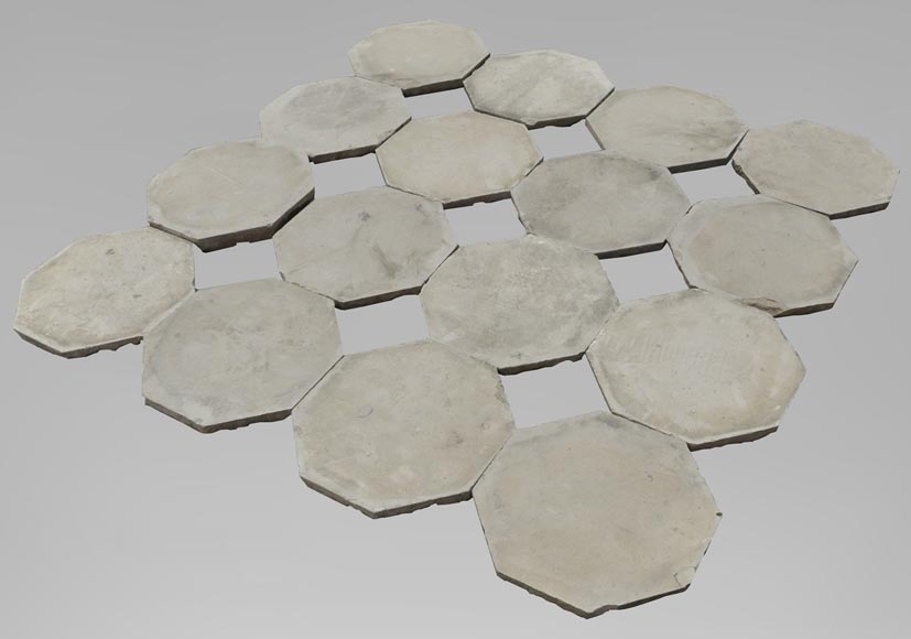 Floor composed of a beautiful set of octagonal cabochons from the 19th century-0