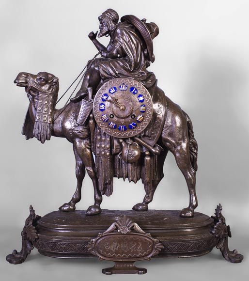 Clock with a egyptian meharist on his mount, late 19th century-0