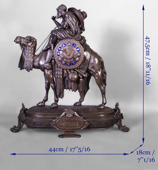 Clock with a egyptian meharist on his mount, late 19th century-9